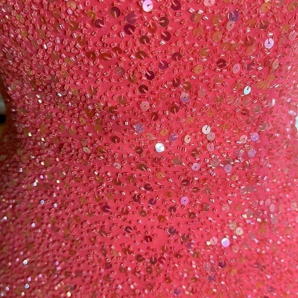 Jovani Pink Beaded Silk Gown with Train 10 - Picture 13 of 17